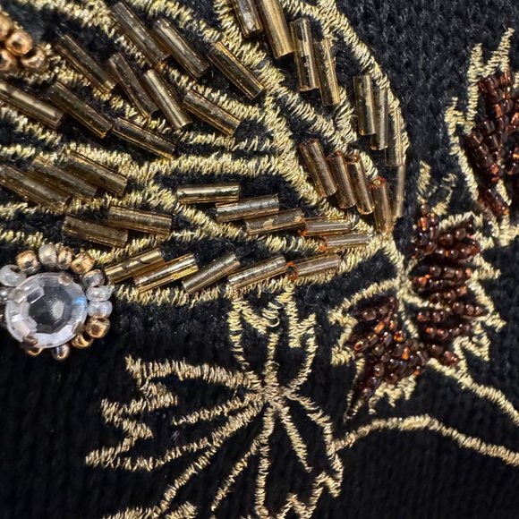 Vintage Sabree Black Embellished Beaded Sweater - Size Large - Picture 7 of 9